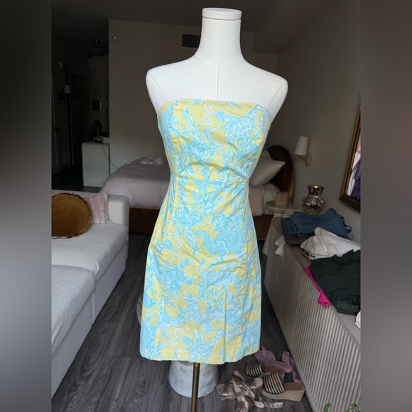 Lilly Pulitzer vintage Bahama sunshine Junkanoo print strapless mini dress S - Picture 4 of 6